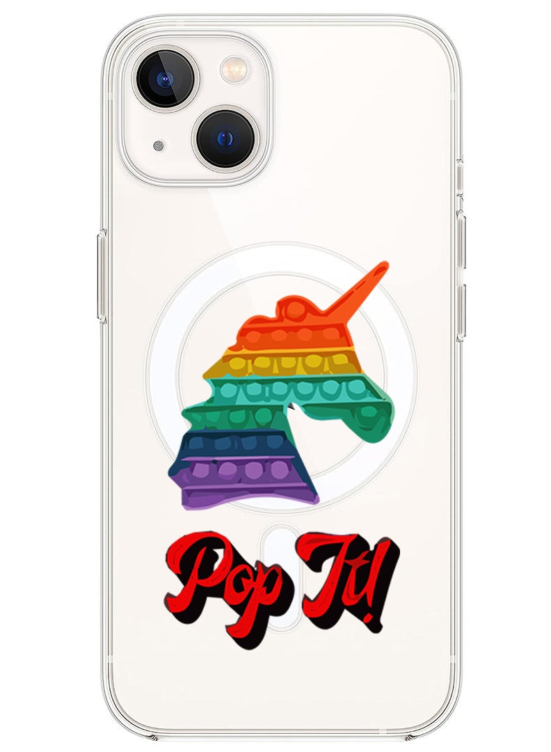 Theodor Magnetic Case for iPhone 14 6.1-inch Compatible with MagSafe Wireless Charging, Shockproof Phone Bumper Cover Pop It Unicorn - Image 1