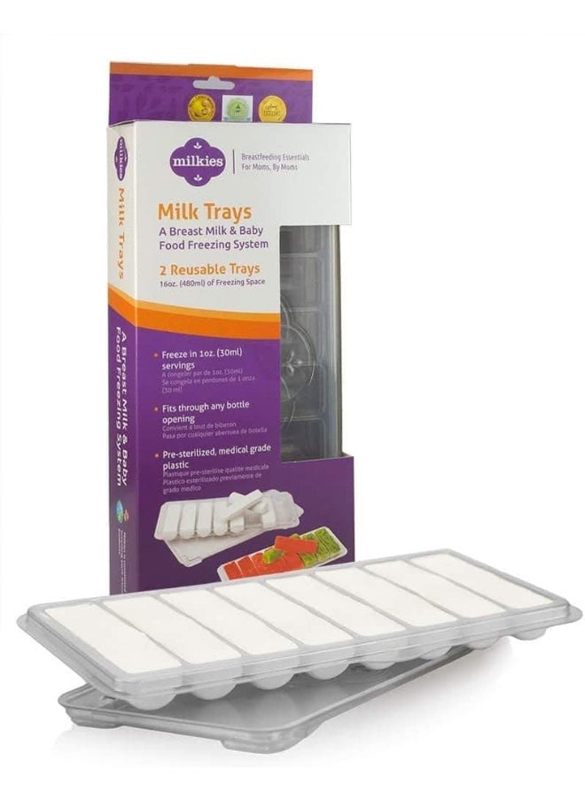 Milkies Fairhaven Health Milk Tray with Lid, Breastmilk Freezer Organization, 1 Ounce Sticks, Set of 2, Reusable, BPA and Silicone Free Containers, Freeze Your Baby Food  - Image 1
