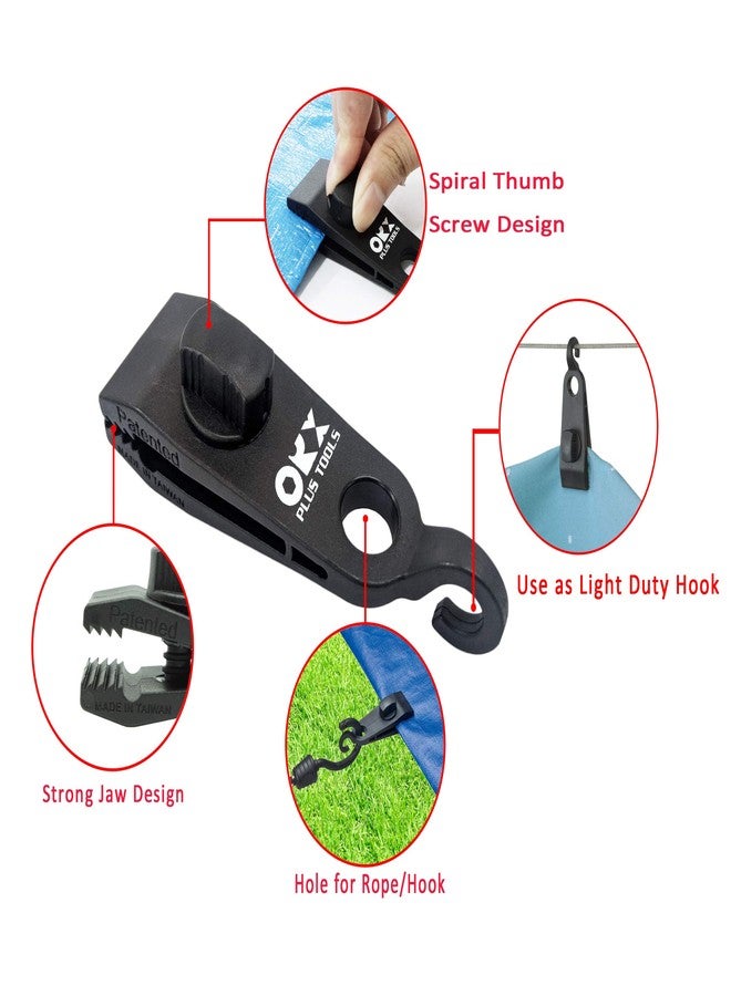 ORX PLUS TOOLS ORXPLUS TOOLS 4pcs Thumb Screw Tarp Clips with Hook, Tent Clamps, Awning Clamp Set for Camping Canopies, Car Cover, Winter Boat, Pool, Sun Shade - Image 3