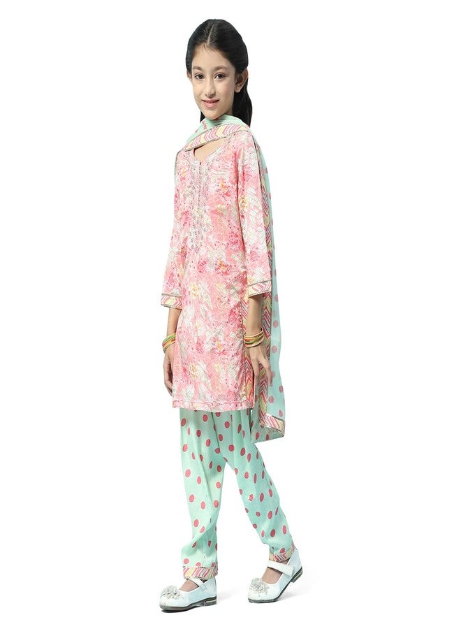 BIBA GIRL PRINTED RELAXED KID(KW5236_PEACH_9) - Image 3