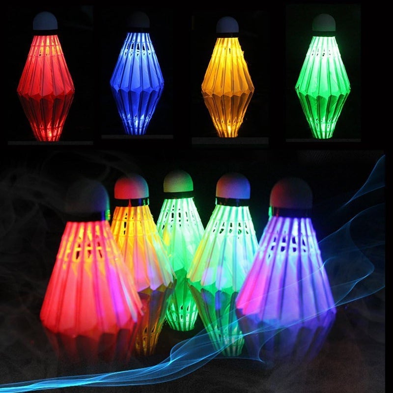 ZHENAN LED Badminton Shuttlecocks,Colourful Lighting Badminton Birdies,Goose Feather Shuttlecock,Glow in The Dark Birdie Balls for Outdoor Indoor Sport Activities (Feather_6pcs) - Image 3