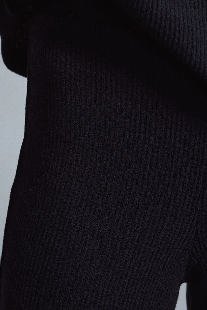 Dilvin Black DILVIN High-Waist Flare Knit Pants for Women | Best Price UAE