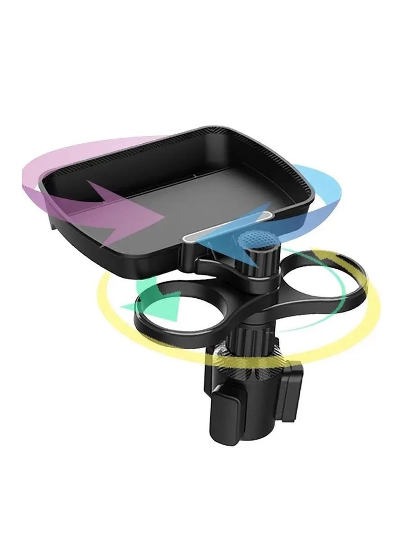AROAQ Dual Cup Holder Expander - Adjustable 360° Rotating Multifunctional Car Seat Cup Holder and Snack Tray - Image 2