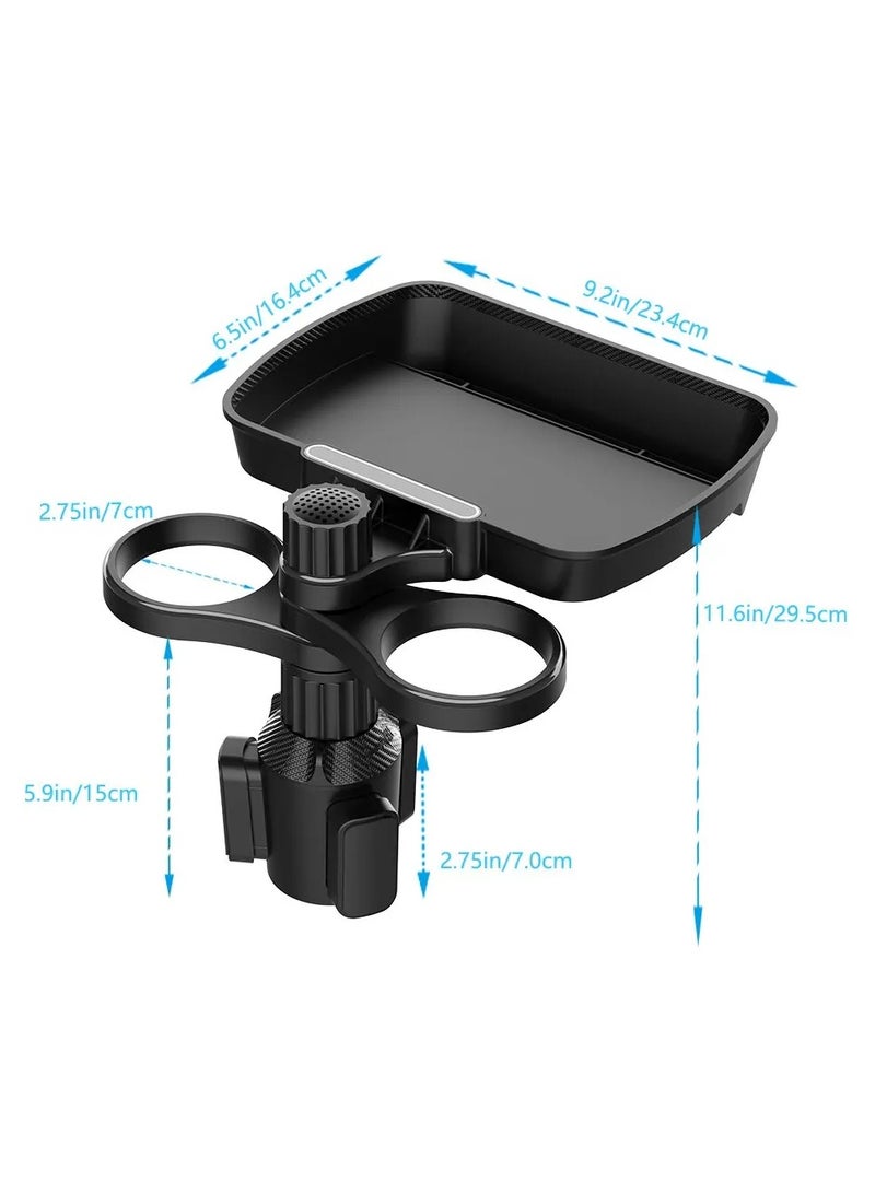 AROAQ Dual Cup Holder Expander - Adjustable 360° Rotating Multifunctional Car Seat Cup Holder and Snack Tray - Image 4