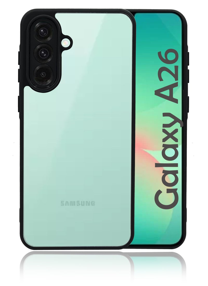 Generic - Transparent Silicone Frame Back Cover for Samsung Galaxy A26 - Camera Protection Shockproof Bumper-Shockproof Hard Back with Black Border - Scratch & Drop Protection - Stylish & Durable Design- Black - Image 1
