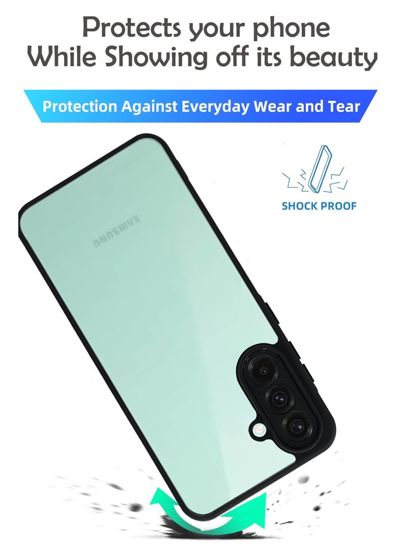 Generic - Transparent Silicone Frame Back Cover for Samsung Galaxy A26 - Camera Protection Shockproof Bumper-Shockproof Hard Back with Black Border - Scratch & Drop Protection - Stylish & Durable Design- Black - Image 1