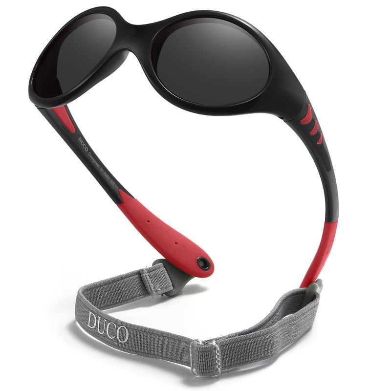 DUCO Bendable Oval Baby Sunglasses with Adjustable Strap UV400 Polarized for Newborns Infants Age 0-2 Girl Boy â€‹K012 - Image 1