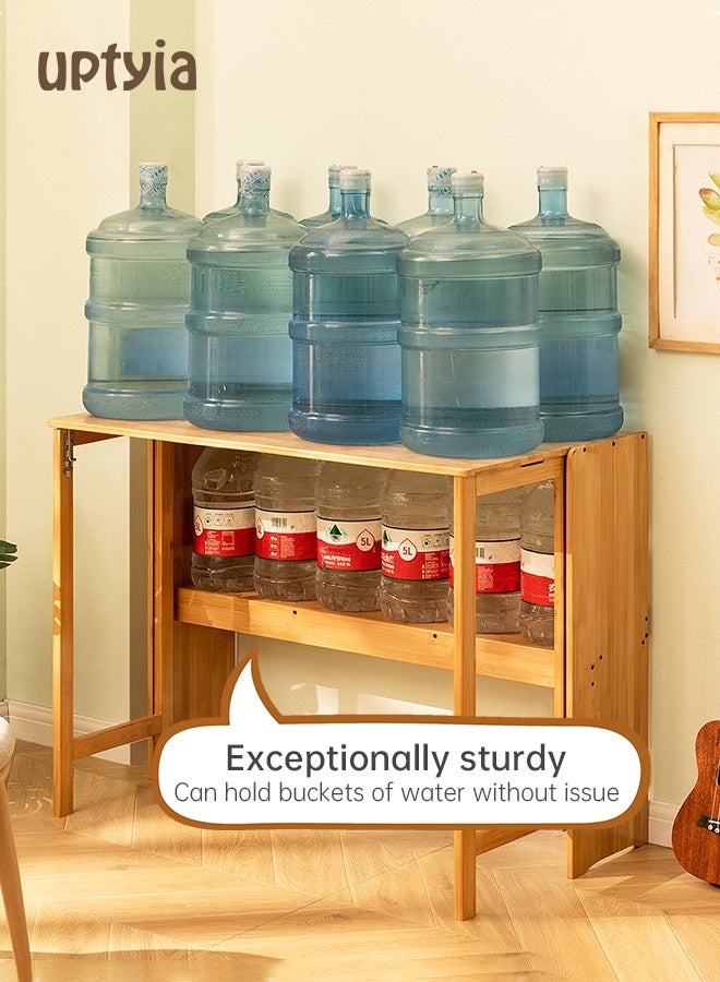 أوبتيا مكتب قابل للطي مع رف تخزين ، مكتب كتابة من الخشب الصلب ، طاولة كتابة للدراسة مع رف كتب للمكتب المنزلي وغرفة النوم وغرفة المعيشة والمساحات الصغيرة ، 103 * 54 * 76 سم - Image 3