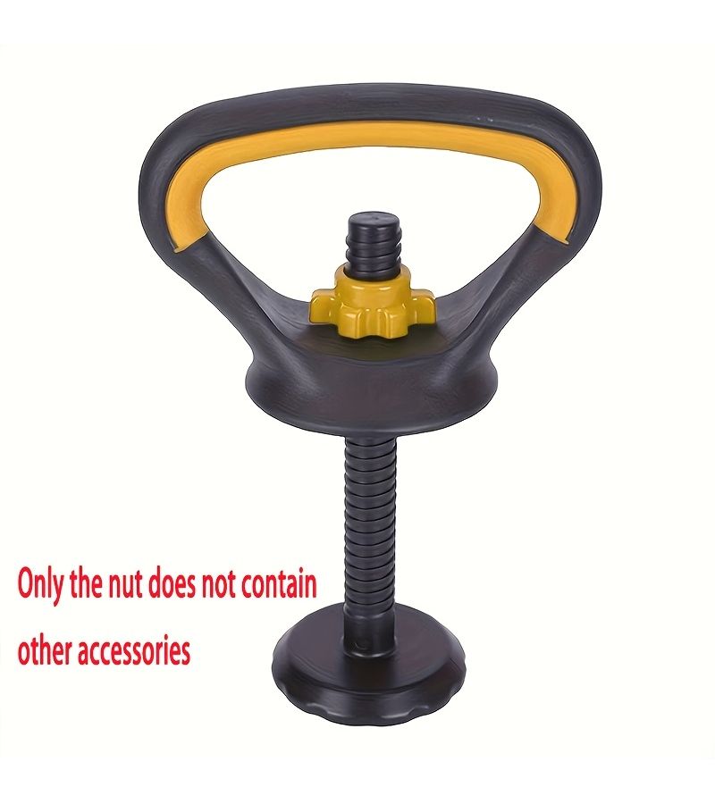 Yellow Heavy Duty Kettlebell Handle Set For Strength Training Squat Arm Workouts Non Slip Grip Base Connecting Rod System Nut Cap For Home Gym Squat Rack Home Exercise Equipment - Image 4