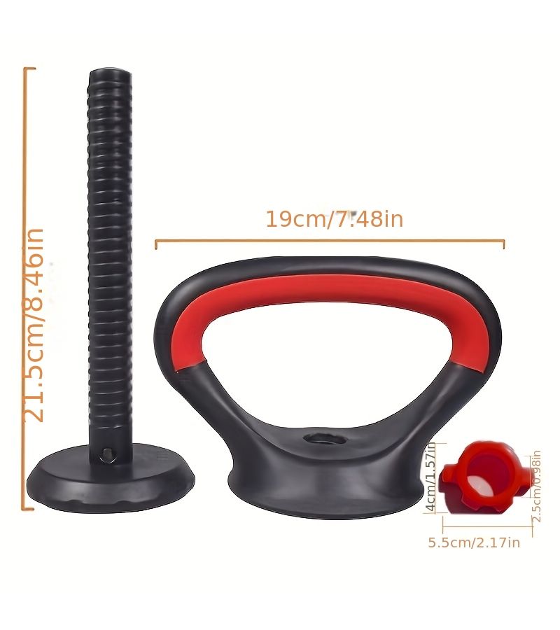 Yellow Heavy Duty Kettlebell Handle Set For Strength Training Squat Arm Workouts Non Slip Grip Base Connecting Rod System Nut Cap For Home Gym Squat Rack Home Exercise Equipment - Image 2