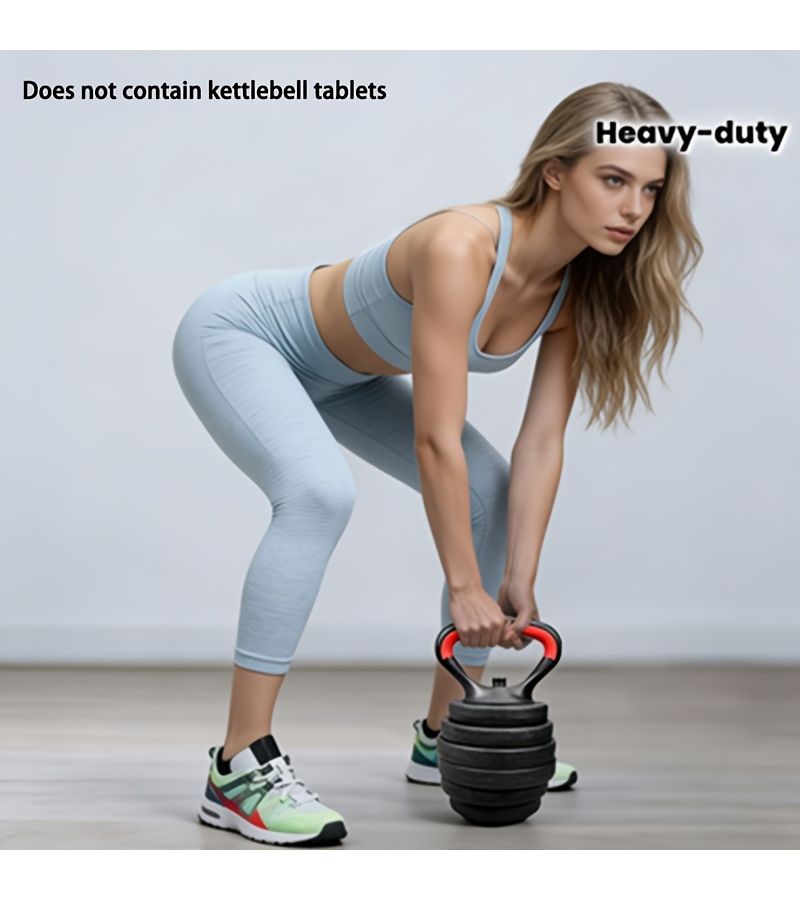 Yellow Heavy Duty Kettlebell Handle Set For Strength Training Squat Arm Workouts Non Slip Grip Base Connecting Rod System Nut Cap For Home Gym Squat Rack Home Exercise Equipment - Image 3