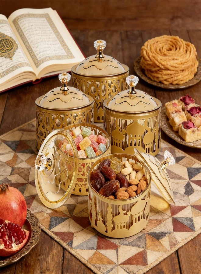 Eforcase 6PCS Ramadan Tray with Lid Eid Mubarak Dinner Plate Ramadan Serving Tray Muslim Islamic Dessert Trays Tableware Dessert Metal Platters Candy Storage Container Pastry Small Display Holder - Image 2