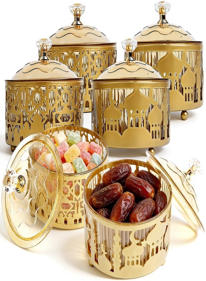 Eforcase 6PCS Ramadan Tray with Lid Eid Mubarak Dinner Plate Ramadan Serving Tray Muslim Islamic Dessert Trays Tableware Dessert Metal Platters Candy Storage Container Pastry Small Display Holder - Image 1