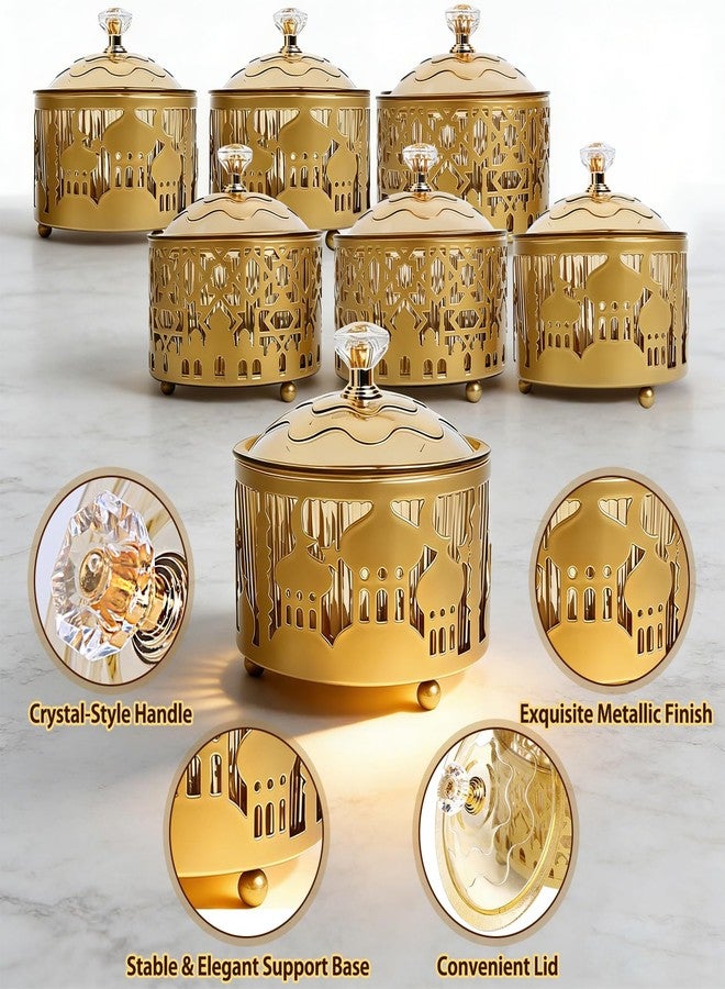 Eforcase 6PCS Ramadan Tray with Lid Eid Mubarak Dinner Plate Ramadan Serving Tray Muslim Islamic Dessert Trays Tableware Dessert Metal Platters Candy Storage Container Pastry Small Display Holder - Image 4