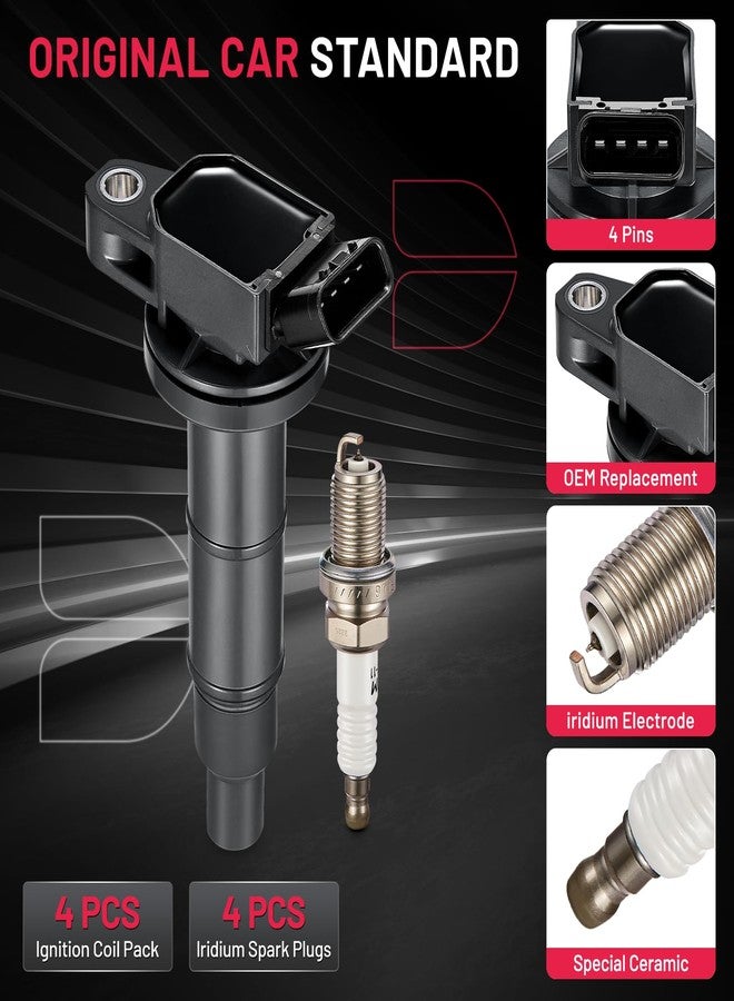 BDFHYK Ignition Coil Pack UF333 and Iridium Spark Plug 7092 Compatible with Toyota Camry 2002 2003 2004 2005 Toyota RAV4 2007-2008 Toyota Corolla Scion tC xB Lexus Toyota Coil Pack 2.4L l4 Set of 4 - Image 4