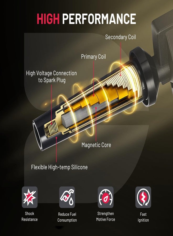 BDFHYK Ignition Coil Pack UF333 and Iridium Spark Plug 7092 Compatible with Toyota Camry 2002 2003 2004 2005 Toyota RAV4 2007-2008 Toyota Corolla Scion tC xB Lexus Toyota Coil Pack 2.4L l4 Set of 4 - Image 3