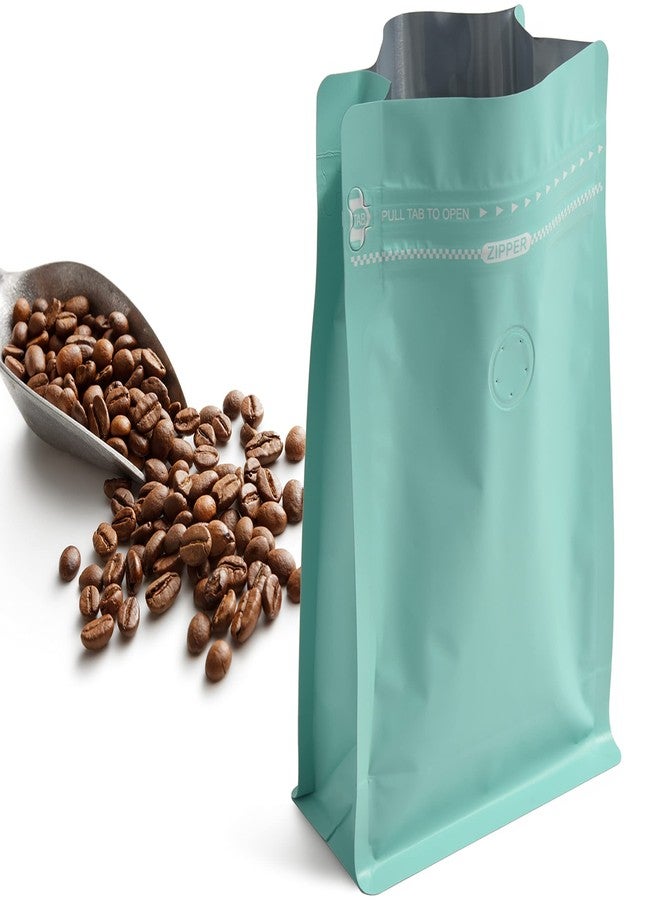 felipack 50 Pieces 0.75 LB Blue Green Coffee Bags with Aluminum Foil Liner Pack of 50, High Barrier Coffee Pouches with Degassing Valve, Ziplock Food Storage Bags with Pull Tape, 12oz/0.75lb/340gram - Image 4