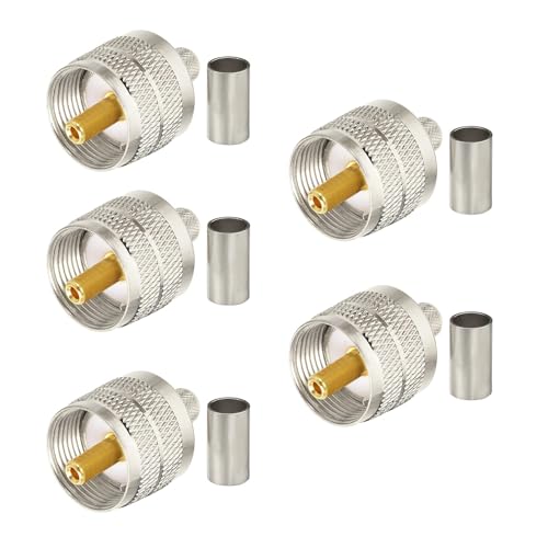 Superbat PL259 Connectors PL259 UHF Male Solder Coaxial Connectors for LMR240 RG8X RG59 RG62 Coax Cable 5pcs - Image 1