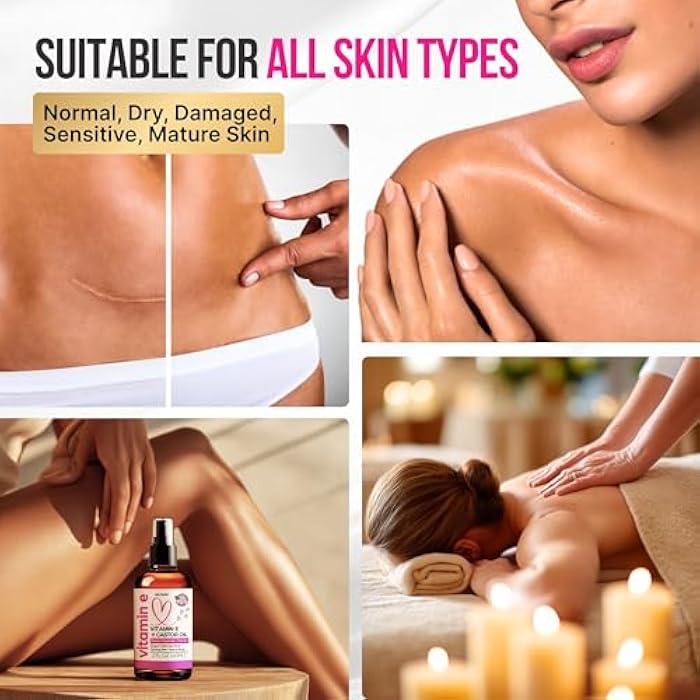SELFWISE Organic Vitamin E Oil for Scars, Stretch Marks Removal, Wrinkles & Cellulite - Scar Away Treatment Bio Oil with Castor, Rosehip, Jojoba, Almond - Hydrating & Moisturizing Skincare - Face & Body Oil - Image 5