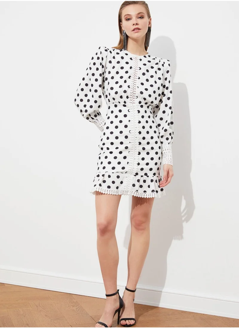 trendyol Printed Balloon Sleeve Dress