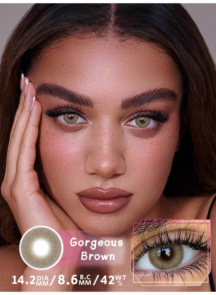 يواي عدسات لاصقة ملونة بنية من ماركة UYAAI، قابلة للاستخدام لمدة سنة، تجميلية للجنسين، طبيعية وأنيقة، نسبة الماء 42% - Image 1