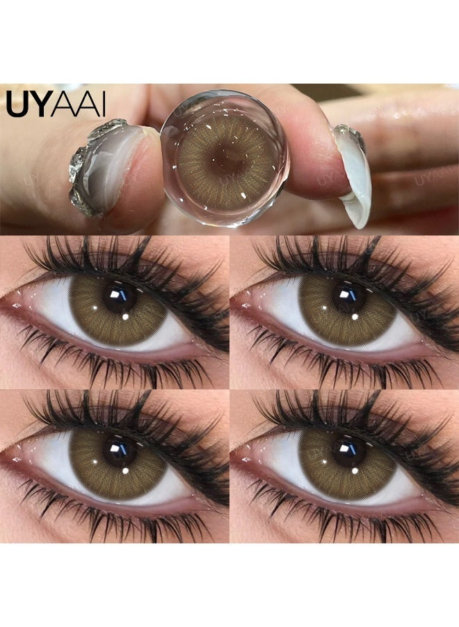يواي عدسات لاصقة ملونة بنية من ماركة UYAAI، قابلة للاستخدام لمدة سنة، تجميلية للجنسين، طبيعية وأنيقة، نسبة الماء 42% - Image 4