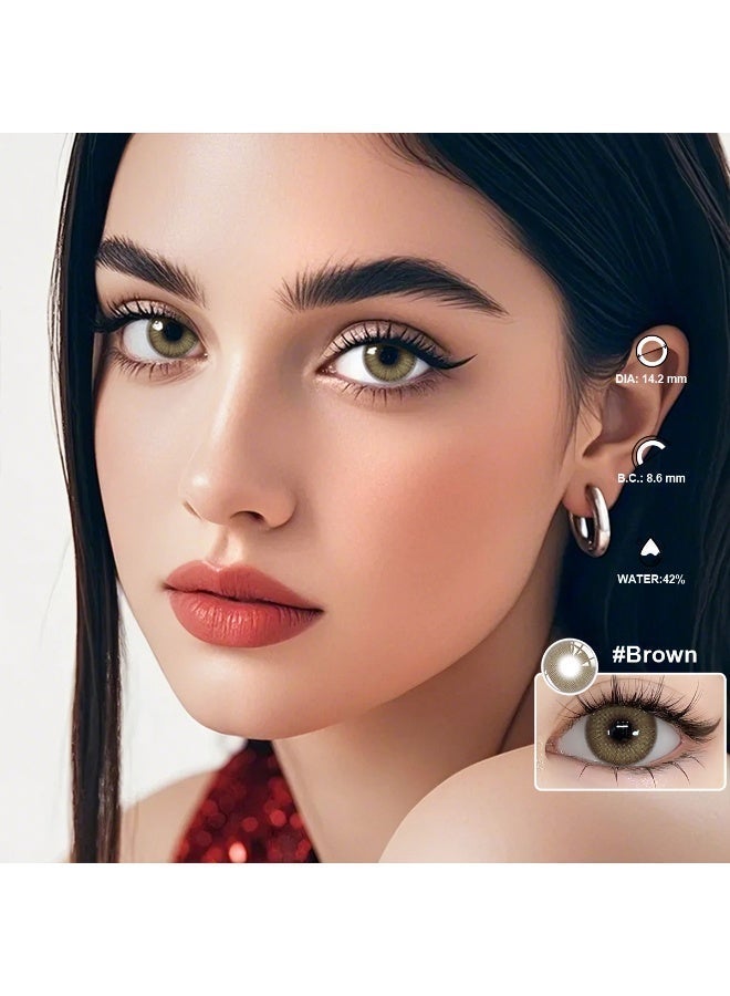 يواي عدسات لاصقة ملونة بنية من ماركة UYAAI، قابلة للاستخدام لمدة سنة، تجميلية للجنسين، طبيعية وأنيقة، نسبة الماء 42% - Image 3