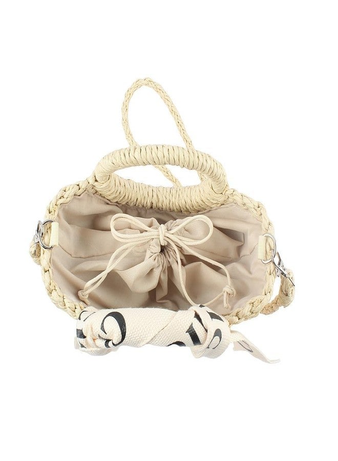 Eiyye Women's Shoulder Handbag Straw Beach Bag Woven Tote Purse Summer Beach Bag, Off White, Off-white, Small - Image 5