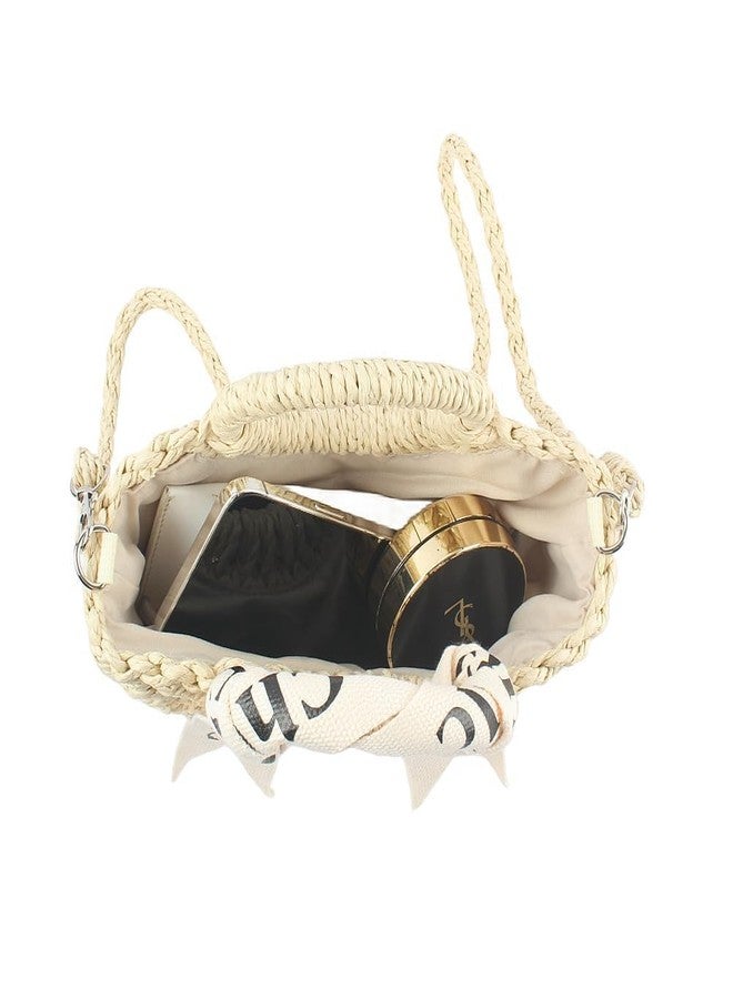 Eiyye Women's Shoulder Handbag Straw Beach Bag Woven Tote Purse Summer Beach Bag, Off White, Off-white, Small - Image 4