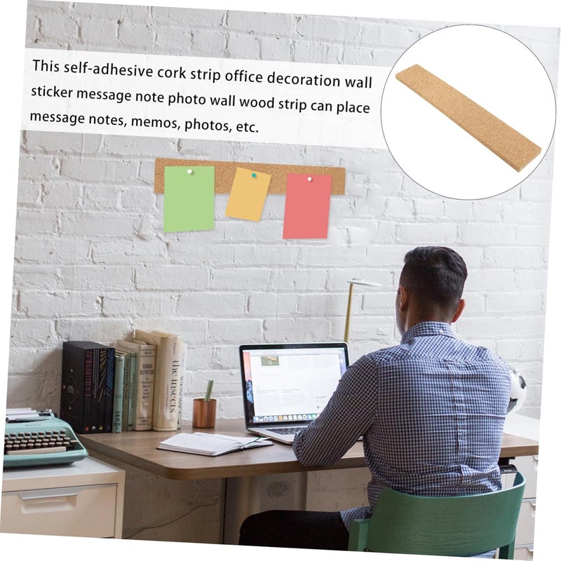 NUOBESTY 2pcs Self-Adhesive Cork Message Strips for Bulletin Board Bars for Easy Memo and Photo Display for Smooth Walls and Doors - Image 5