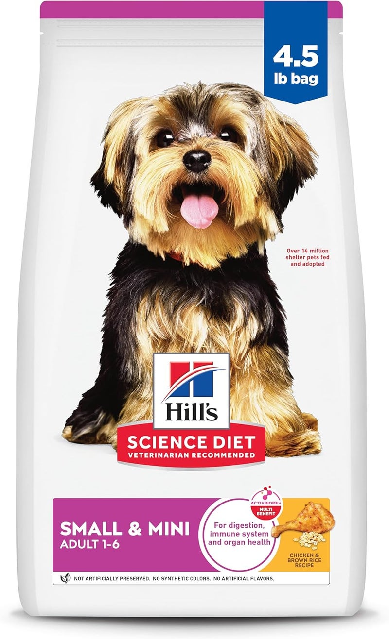 Hills Science Diet Small  Mini Adult 16 Small  Mini Breeds Premium Nutrition Dry Dog Food Chicken  Brown Rice 45 lb Bag - Image 1