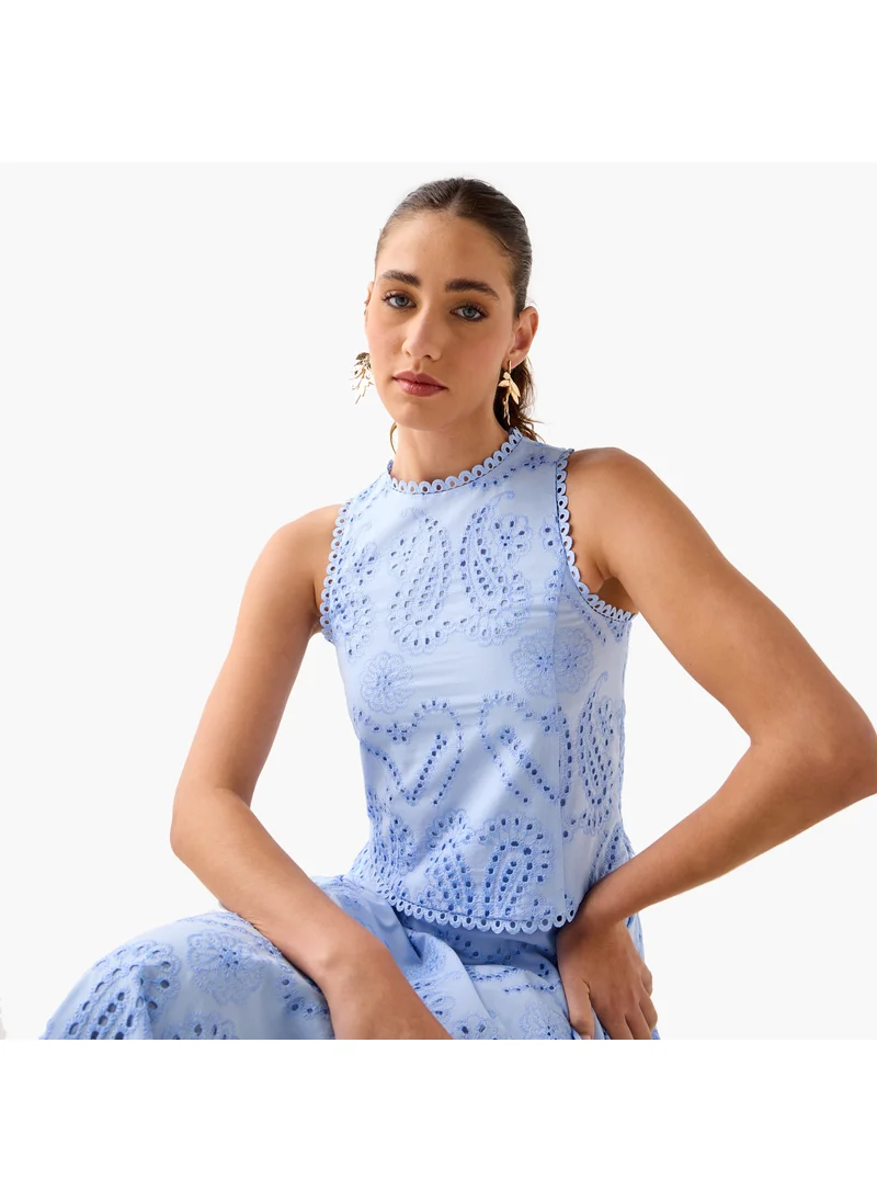 2Xtremz 2Xtremz Schiffli Embroidered Sleeveless Top