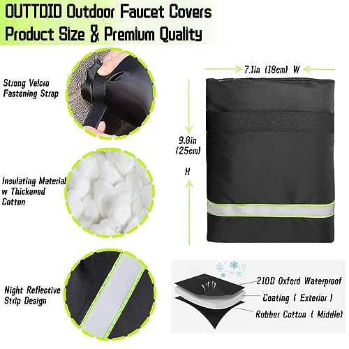 OUTTDID Outdoor Faucet Cover for Winter - Pro 7.1" W x 9.8" H - 2 Pack Outdoor Water Faucet Cover Socks for Winter Freeze Protection Pipe Insulation Reusable Waterproof Insulated Spigot backflow Cover - Image 2