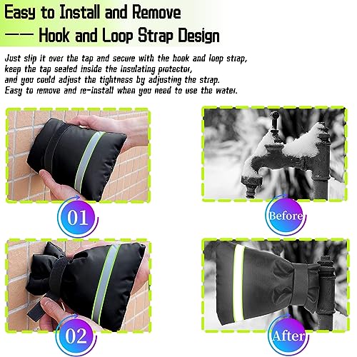 OUTTDID Outdoor Faucet Cover for Winter - Pro 7.1" W x 9.8" H - 2 Pack Outdoor Water Faucet Cover Socks for Winter Freeze Protection Pipe Insulation Reusable Waterproof Insulated Spigot backflow Cover - Image 5
