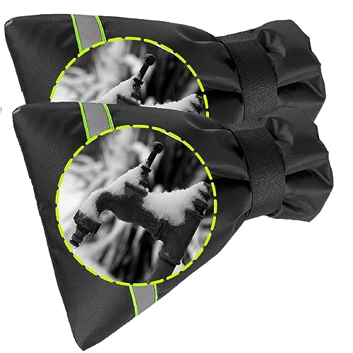 OUTTDID Outdoor Faucet Cover for Winter - Pro 7.1" W x 9.8" H - 2 Pack Outdoor Water Faucet Cover Socks for Winter Freeze Protection Pipe Insulation Reusable Waterproof Insulated Spigot backflow Cover - Image 1