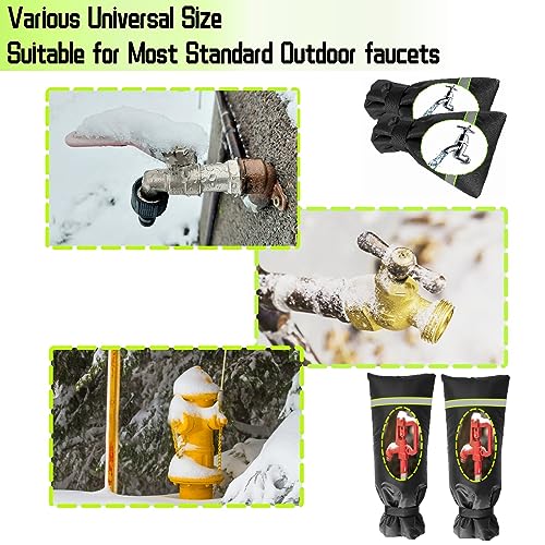 OUTTDID Outdoor Faucet Cover for Winter - Pro 7.1" W x 9.8" H - 2 Pack Outdoor Water Faucet Cover Socks for Winter Freeze Protection Pipe Insulation Reusable Waterproof Insulated Spigot backflow Cover - Image 4