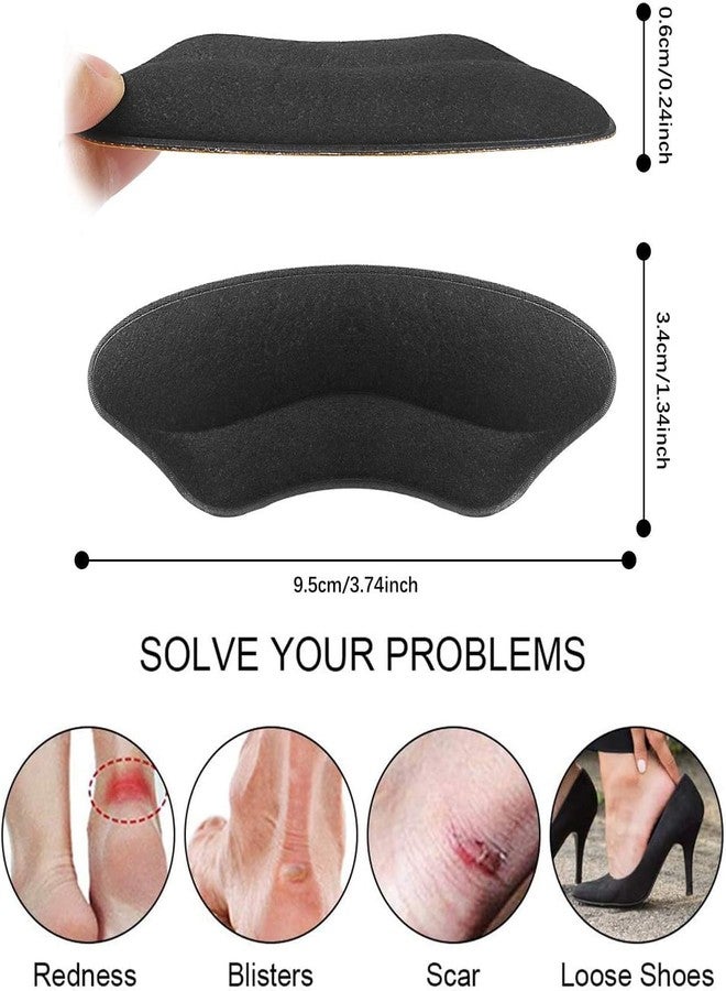 SEFLICA® 8 Pair Combo Self-Adhesive Heel Grips Liner Shoe Tightener Inserts for Loose Shoes, Shoe Bite Protector Heel Pads Snugs for Shoe Insoles, Heel Pad for Heel Pain Men Women ,Heel Liner (8 Black, Free) - Image 2
