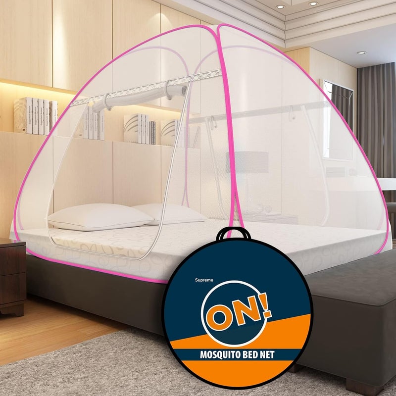KOLAR Supreme On Double Bed Mosquito Net KingSize 65 Feet X 65 Feet Premium Machardani Strong and Durable 30 GSM Tent Type Foldable Corrosion Resistant - Image 2