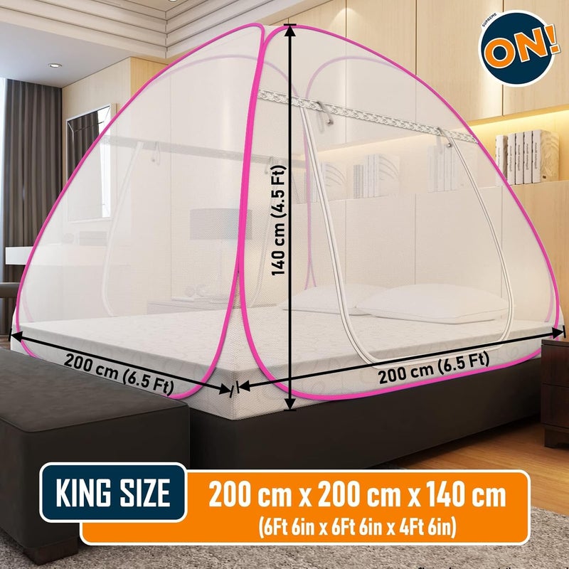 KOLAR Supreme On Double Bed Mosquito Net KingSize 65 Feet X 65 Feet Premium Machardani Strong and Durable 30 GSM Tent Type Foldable Corrosion Resistant - Image 3