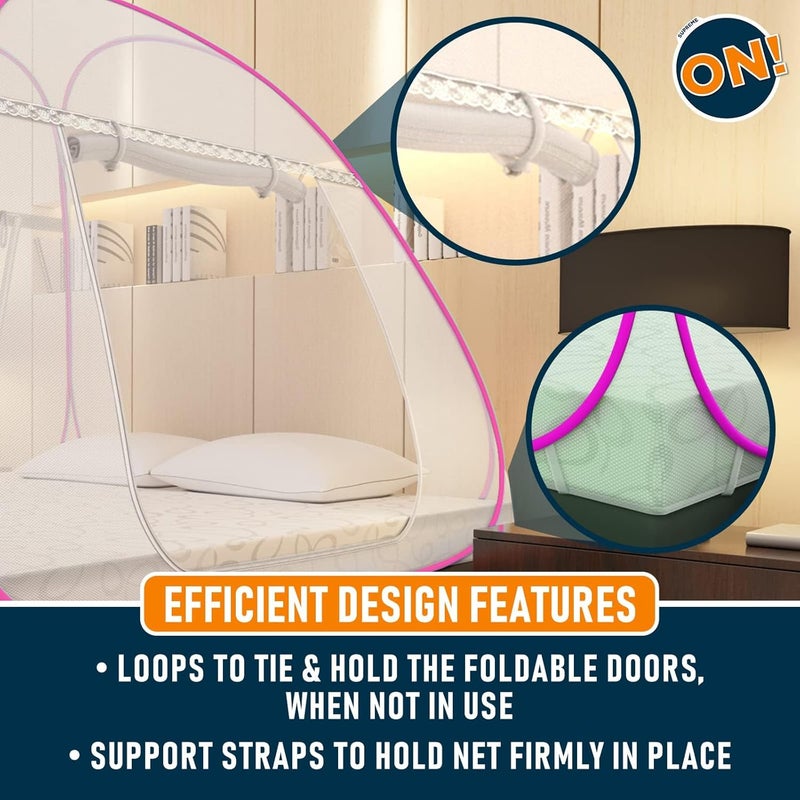 KOLAR Supreme On Double Bed Mosquito Net KingSize 65 Feet X 65 Feet Premium Machardani Strong and Durable 30 GSM Tent Type Foldable Corrosion Resistant - Image 5