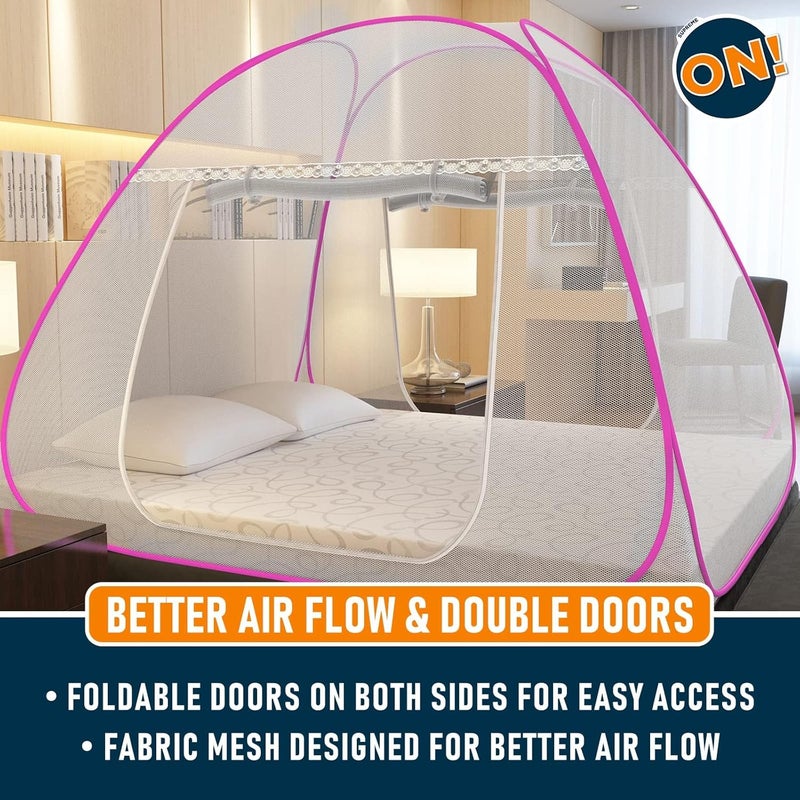 KOLAR Supreme On Double Bed Mosquito Net KingSize 65 Feet X 65 Feet Premium Machardani Strong and Durable 30 GSM Tent Type Foldable Corrosion Resistant - Image 4