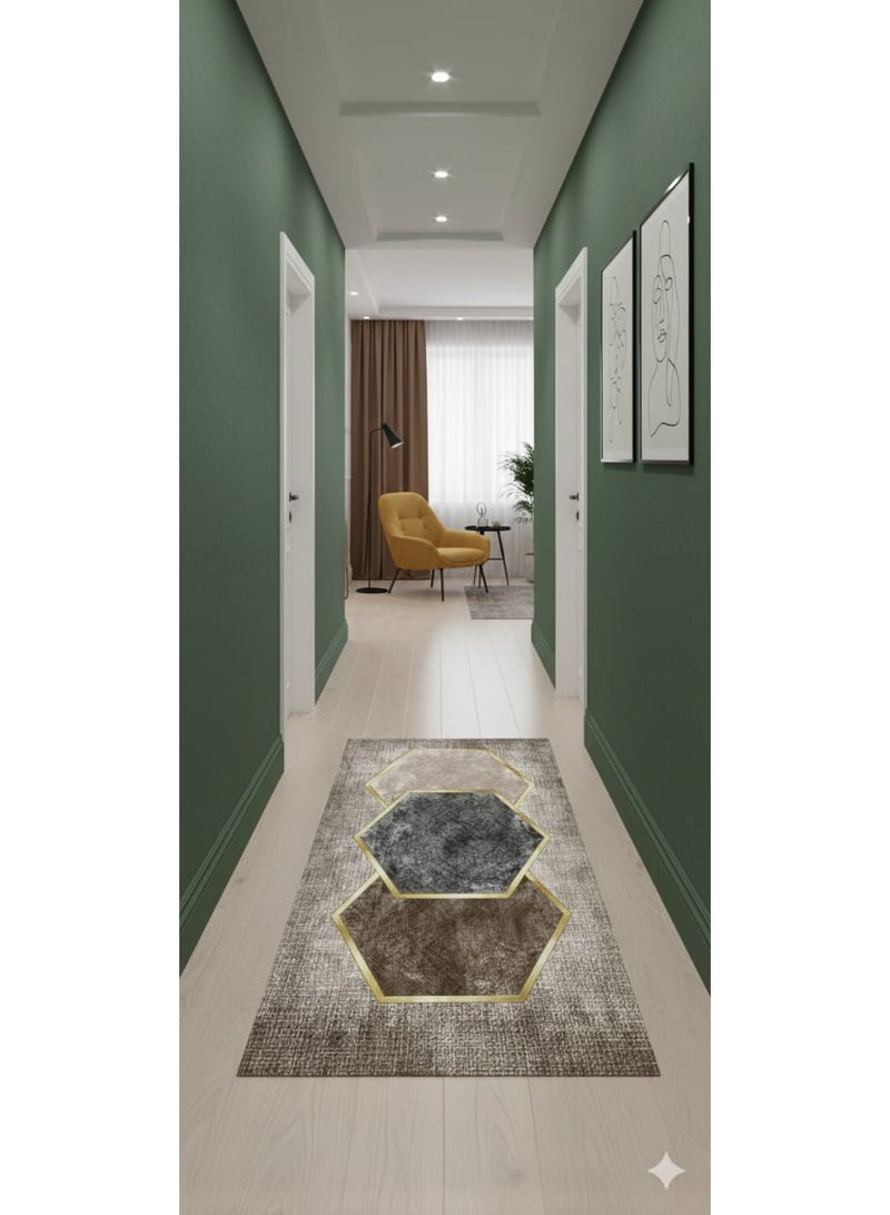 مشاية ممرات مودرن بتصميم ثلاثي الأبعاد (3D) - مقاس 90×280 سم - ظهر مانع للانزلاق - قابلة للغسل. - Image 2