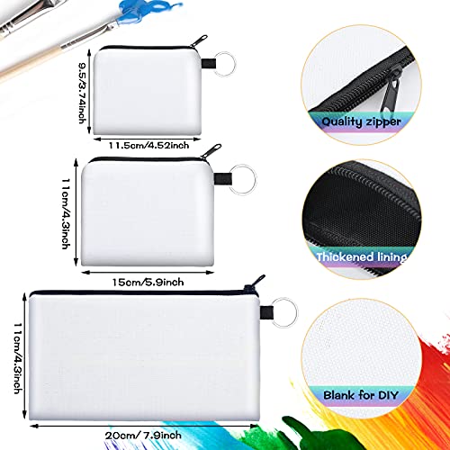 Frienda 10 Pieces Sublimation Coin Purse DIY Blank Makeup Bags Bulk Cosmetic Pouch Small Cute Coin Purse Heat Transfer Canvas Bag with Zipper for Ladies Kids(4.33 x 5.91 Inches) - Image 2