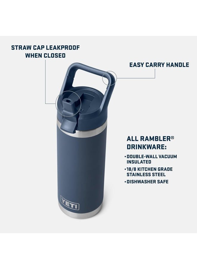 YETI Rambler 18 oz Bottle, Vacuum Insulated, Stainless Steel with Color Matching Straw Cap, Camp Green/Firefly Yellow - Image 2