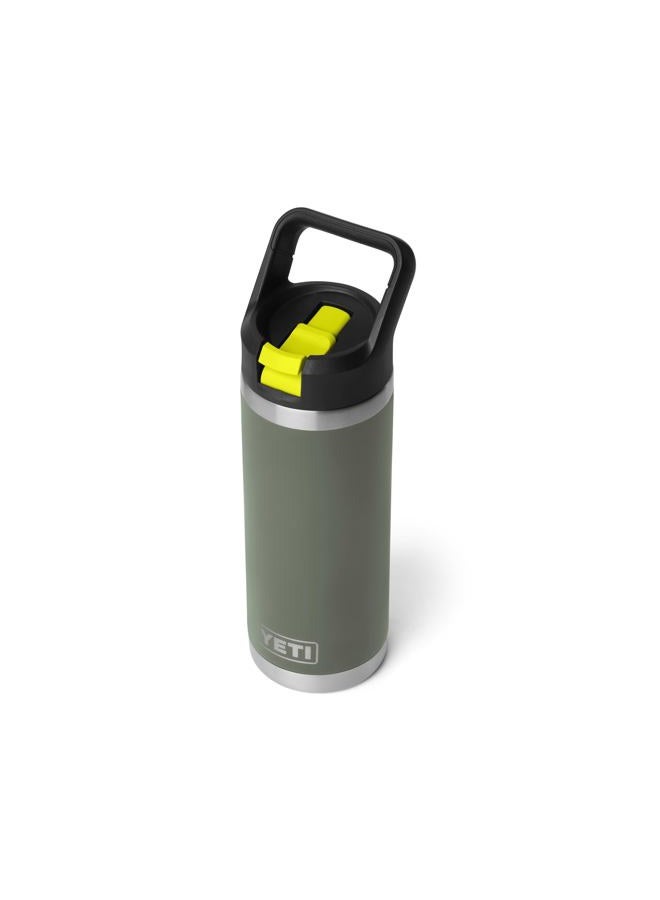 YETI Rambler 18 oz Bottle, Vacuum Insulated, Stainless Steel with Color Matching Straw Cap, Camp Green/Firefly Yellow - Image 5