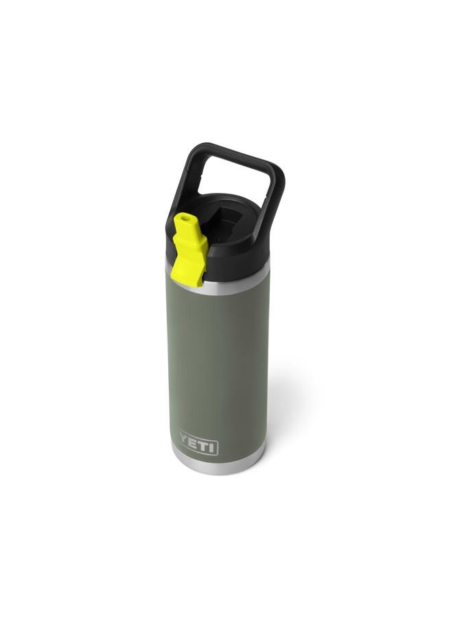 YETI Rambler 18 oz Bottle, Vacuum Insulated, Stainless Steel with Color Matching Straw Cap, Camp Green/Firefly Yellow - Image 1
