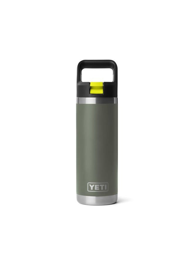 YETI Rambler 18 oz Bottle, Vacuum Insulated, Stainless Steel with Color Matching Straw Cap, Camp Green/Firefly Yellow - Image 3