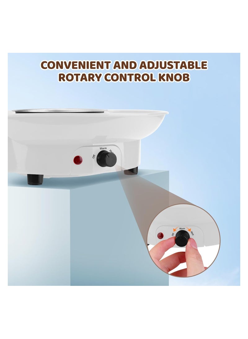 Electric Chocolate Fondue Pot with Temperature Control and Detachable Serving Trays - Perfect for Dipping Snacks and Bread, Ideal Gift for Birthdays and Weddings, Includes 2 Forks.  - Image 4