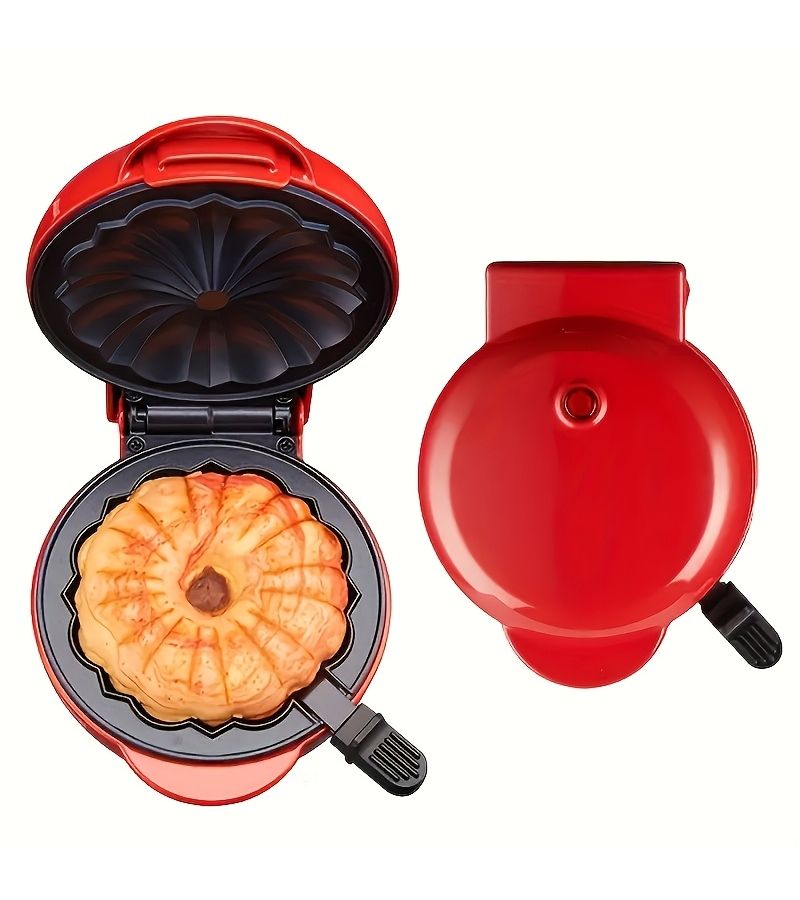Red Mini Waffle Maker Multifunctional Non Stick Household Breakfast Toaster - Image 1