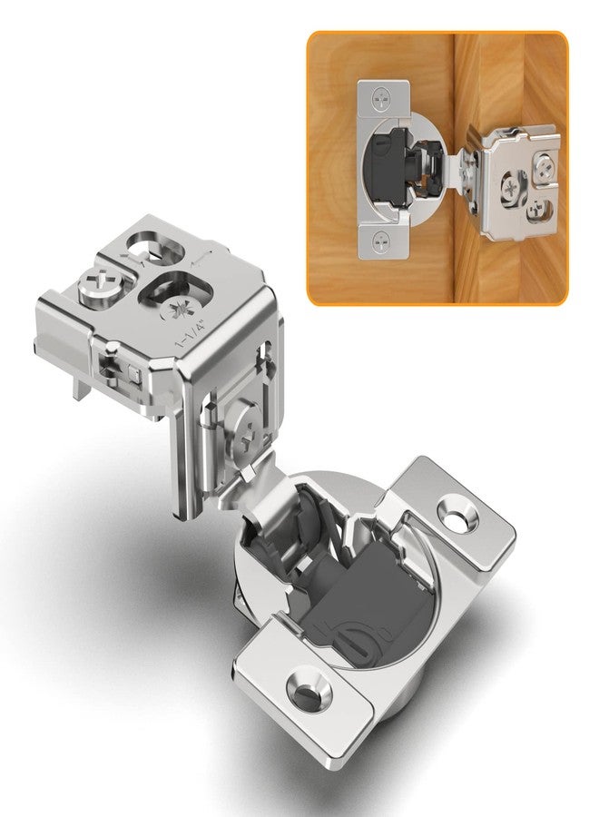 Chibery 20 Pack 1-1/4" 4D Overlay Soft Close Concealed Hinges for Face Frame Door, Control Closing Speed, Self Close Satin Nickel, 105° Open Angle Concealed Stainless Steel Hinges for Cabinet - Image 1